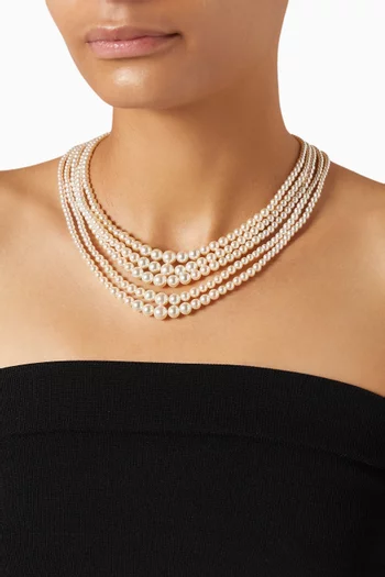 قلادة بخمسة صفوف من اللؤلؤ الصناعي فينتج من الثمانينيات