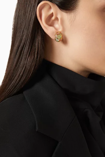 أقراط بيضاوية بمشبك فينتج من الثمانينيات