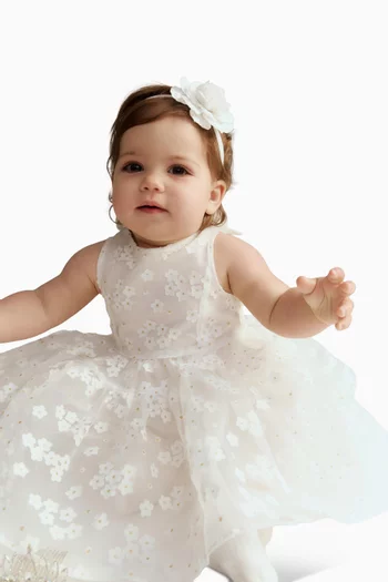 فستان أنابيل قصير برقع زهور بارزة