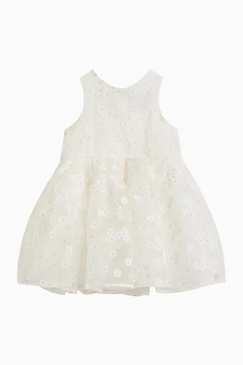 فستان أنابيل قصير برقع زهور بارزة