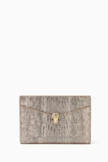 حافظة بطاقات سيربينتي فوريفر بتصميم قابل للطيّ جلد أفعى الكارونغ