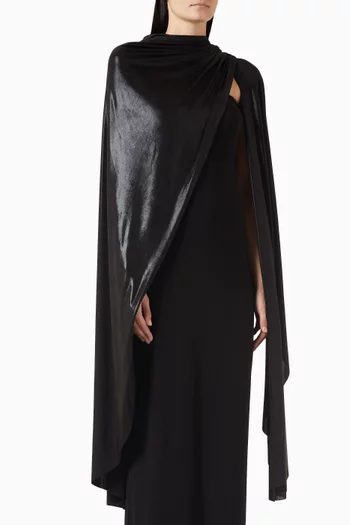 Asymmetric Shawl Wrap in Lame-velvet