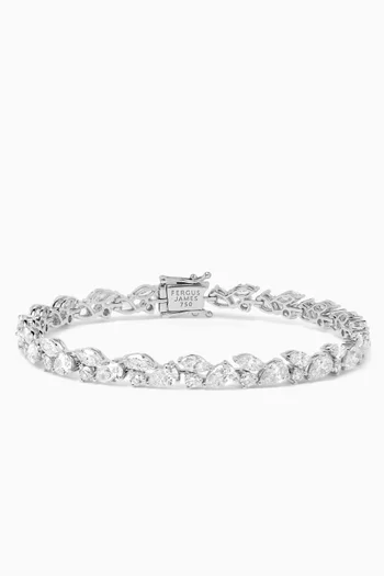 سوار تنس فانسي مرصع بماس بتصميم ماركيز وكمثرى ذهب أبيض عيار 18