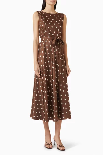Polka-dot Belted Dress in Silk-twill