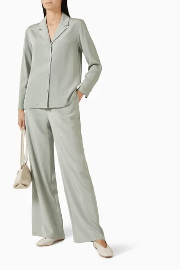 بنطال بحزام خصر مطاطي حرير مطاطي