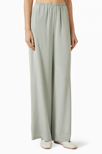 بنطال بحزام خصر مطاطي حرير مطاطي