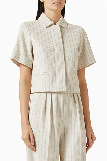 Pinstriped Cropped Shirt in Cotton-jersey
