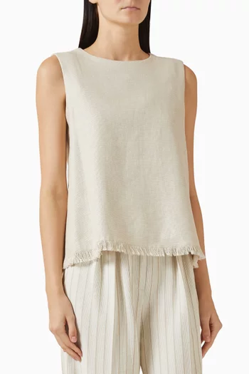 Fringed Top in Cotton-linen
