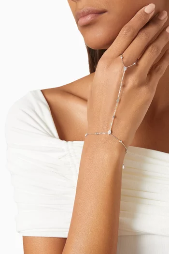 Mosaic Diamond Sandblast Hand Chain in 18kt White Gold