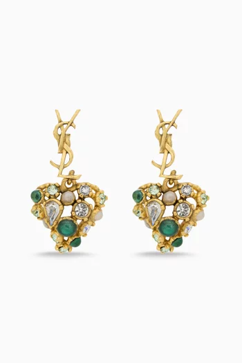 Cassandre Crystal Heart Earrings in Brass