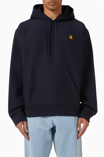 كنزة بغطاء رأس أمريكان بشعار الماركة مزيج قطن