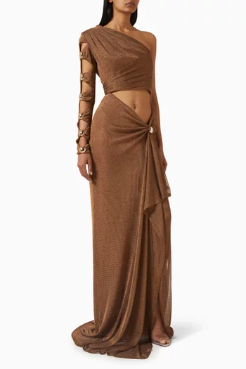 Embellished One-shoulder Dress in Jersey