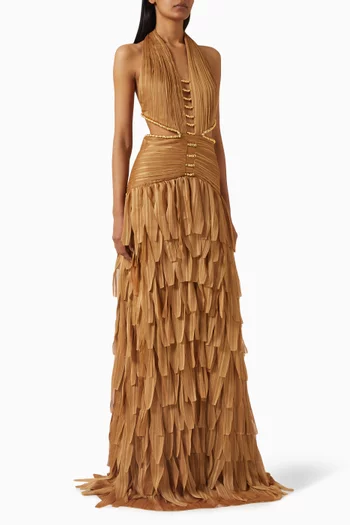 Embellished Tiered Dress in Chiffon