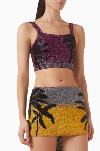 Palm Dusk Embellished Crop Top