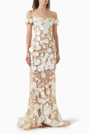 Jasmine Off-shoulder Floral Gown