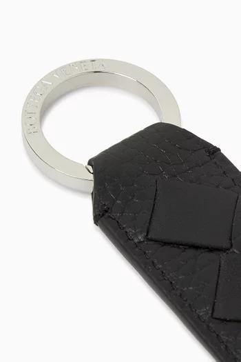 Tab Key Ring in Intrecciato Leather