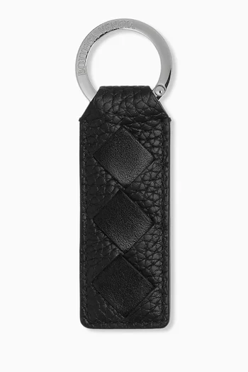 Tab Key Ring in Intrecciato Leather