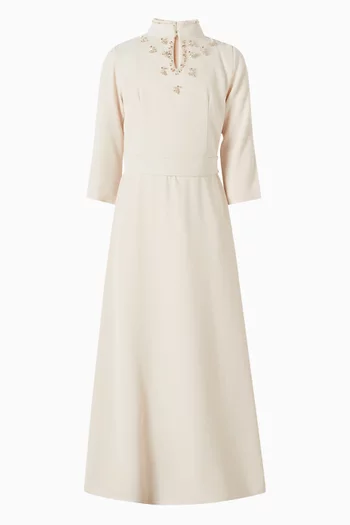 Embellished Collar Flared Dress