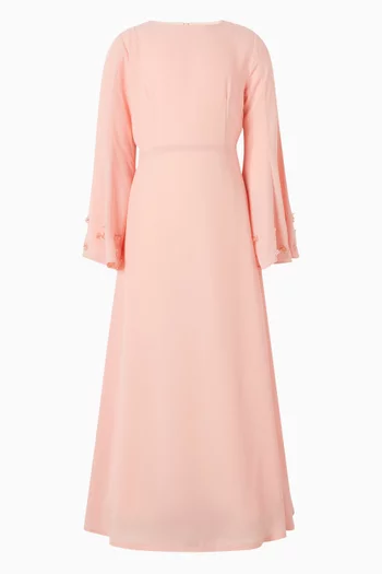 Floral-embellished A-line Dress