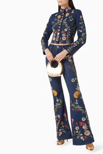 Emerson Embroidered Military Jacket in Denim