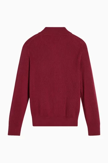 Logo Zip Cardigan in Cotton-knit