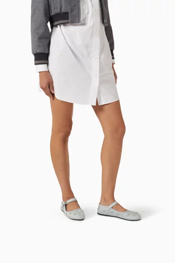 حذاء باليرينا مطرز بكعب مسطح صوف دريل