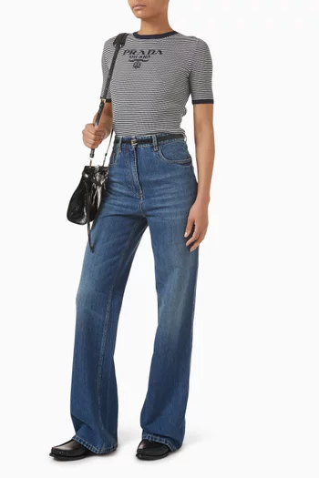 Striped Logo Sweater in Silk