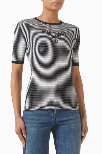 Striped Logo Sweater in Silk