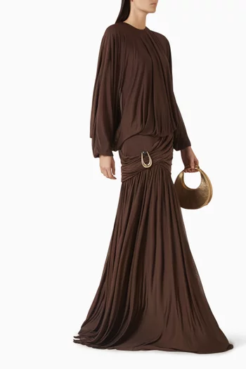 فستان باراشوت درابيه مزين بدبوس بتصميم حجر