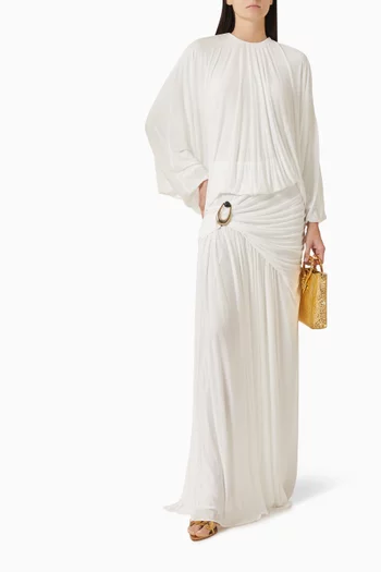 فستان باراشوت درابيه مزين بدبوس بتصميم حجر