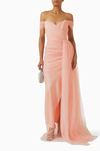 Gaia Ruched Gown in Tulle
