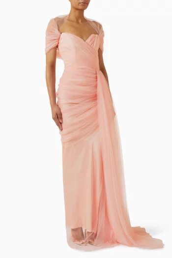 Gaia Ruched Gown in Tulle