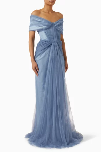 Dalila Off-shoulder Gown in Tulle