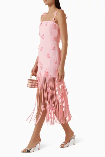 Juliana Fringe Dress in Linen Blend