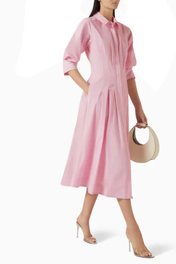 Jazz Pintuck Dress in Cotton Poplin