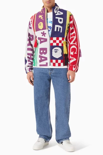 Scarf-print Zip Jacket in Knit