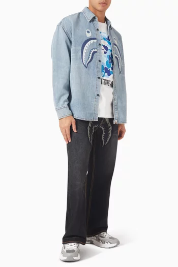 Shark-appliqué Shirt in Denim