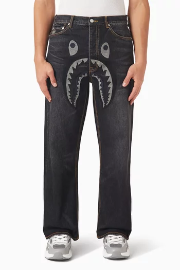 Shark-appliqué Jeans in Denim