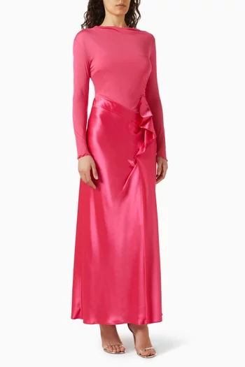 chinese dress ladies Acler SAMSTONE Maxi Dress in Abstract, Size 12 AU