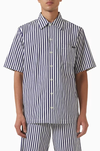 Striped Bowling Shirt in Cotton-blend