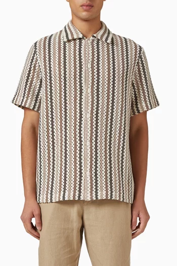 قميص للشاطئ مخطط مزيج قطن