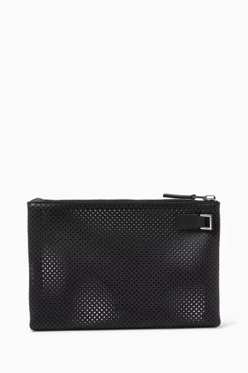 Flat Pouch in Perforated Leather
