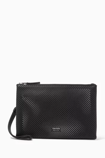 Flat Pouch in Perforated Leather