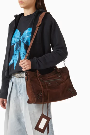 Medium Le City Bag in Suede