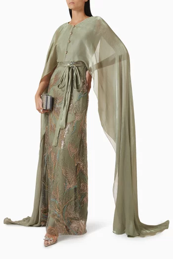 Bead-embellished Cape Dress