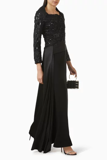 Sequin Embellished Tulle Maxi Dress