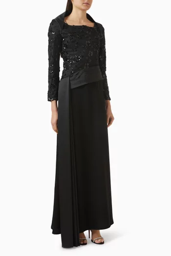 Sequin Embellished Tulle Maxi Dress