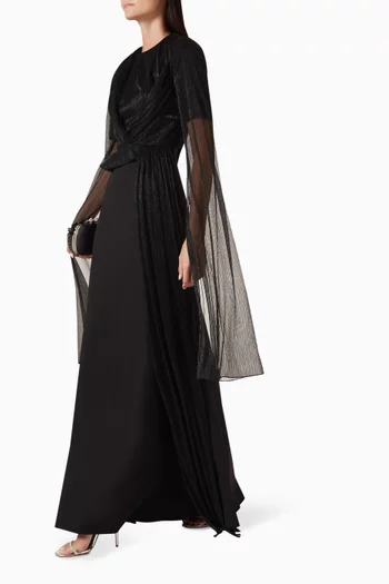 Peplum Cape-sleeve Dress