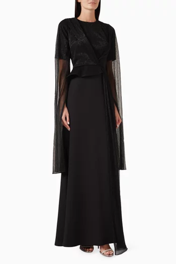 Peplum Cape-sleeve Dress