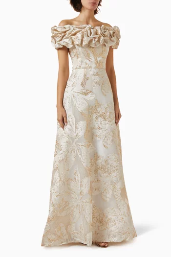 evening gown dresses uk Teri Jon Sapphire Portrait Collar Gown main image 1